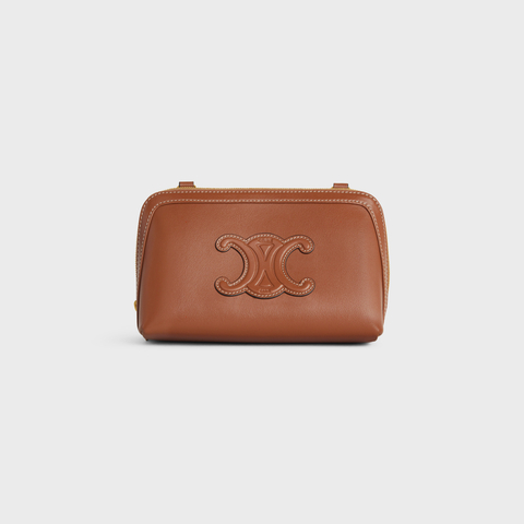 CLUTCH ON CHAIN CUIR TRIOMPHE IN SMOOTH CALFSKIN TAN - Image 2